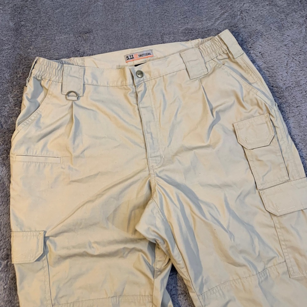5.11 Tactical Mens Cargo Pants 38x30 Khaki Tan Ripstop Elastic Waist Utility